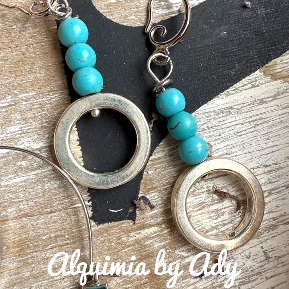 Alquimia Turquoise and Silver Hoop Earrings - Picture 1 of 1